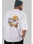 Teddy Bear Superior Arka Baskılı Beyaz Erkek Kadın Bisiklet Yaka Oversize T-Shirt 3