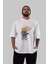 Teddy Bear Lift You Up Ön Baskılı Beyaz Oversize T-Shirt Erkek Kadın Bisiklet Yaka 3