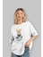 Teddy Bear I Need My Space Ön Baskılı Beyaz Oversize T-Shirt Erkek Kadın Bisiklet Yaka 2