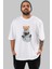 Teddy Bear I Need My Space Ön Baskılı Beyaz Oversize T-Shirt Erkek Kadın Bisiklet Yaka 3