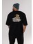 Teddy Bear Crazy Rich Arka Baskılı Siyah Erkek Kadın Bisiklet Yaka Oversize T-Shirt 1
