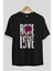 Rose Love Ön Baskılı Siyah Oversize T-Shirt Erkek Kadın Bisiklet Yaka 3