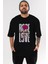 Rose Love Ön Baskılı Siyah Oversize T-Shirt Erkek Kadın Bisiklet Yaka 4