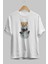 Teddy Bear I Need My Space Ön Baskılı Beyaz Oversize T-Shirt Erkek Kadın Bisiklet Yaka 4