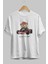 Teddy Bear Ready Set Go Ön Baskılı Beyaz Oversize T-Shirt Erkek Kadın Bisiklet Yaka 1
