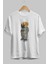 Teddy Bear Boy Ön Baskılı Beyaz Oversize T-Shirt Erkek Kadın Bisiklet Yaka 2