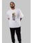 Teddy Bear Boy Ön Baskılı Beyaz Oversize T-Shirt Erkek Kadın Bisiklet Yaka 4