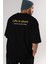 Life Is Short Yazılı Arka Baskılı Siyah Oversize T-Shirt Erkek Kadın Bisiklet Yaka 2