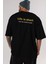 Life Is Short Yazılı Arka Baskılı Siyah Oversize T-Shirt Erkek Kadın Bisiklet Yaka 3
