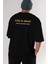 Life Is Short Yazılı Arka Baskılı Siyah Oversize T-Shirt Erkek Kadın Bisiklet Yaka 4