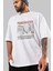 Manchester Ön Baskılı Beyaz Oversize T-Shirt Erkek Kadın Bisiklet Yaka 3