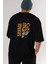 Savage Brooklyn Yazılı Arka Baskılı Siyah Oversize T-Shirt Erkek Kadın Bisiklet Yaka 3