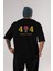 404 Brain Not Found Arka Baskılı Siyah Oversize T-Shirt Erkek Kadın Bisiklet Yaka 4
