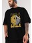 Smile Yazılı Ön Baskılı Siyah Oversize T-Shirt Erkek Kadın Bisiklet Yaka 4