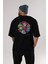 Dia De Los Muertos Arka Baskılı Siyah Oversize T-Shirt Erkek Kadın Bisiklet Yaka 1