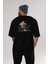 Teddy Nıce To Meet You Arka Baskılı Siyah Erkek Kadın Bisiklet Yaka Oversize T-Shirt 1