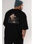 Teddy Nıce To Meet You Arka Baskılı Siyah Erkek Kadın Bisiklet Yaka Oversize T-Shirt 3