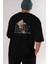 Teddy Nıce To Meet You Arka Baskılı Siyah Erkek Kadın Bisiklet Yaka Oversize T-Shirt 4