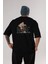 Teddy Nıce To Meet You Arka Baskılı Siyah Erkek Kadın Bisiklet Yaka Oversize T-Shirt 5