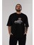 Teddy Bear The Secret Agent Ön Baskılı Siyah Oversize T-Shirt Erkek Kadın Bisiklet Yaka 1