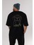 Neon Dog Arka Baskılı Siyah Oversize T-Shirt Erkek Kadın Bisiklet Yaka 1