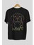 Neon Dog Arka Baskılı Siyah Oversize T-Shirt Erkek Kadın Bisiklet Yaka 2