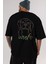 Neon Dog Arka Baskılı Siyah Oversize T-Shirt Erkek Kadın Bisiklet Yaka 5