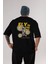 Fly In The Sky Arka Baskılı Siyah Oversize T-Shirt Erkek Kadın Bisiklet Yaka 2