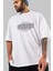 Genesis Ön Baskılı Beyaz Oversize T-Shirt Erkek Kadın Bisiklet Yaka 1