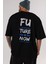 Future Is Now Yazılı Arka Baskılı Siyah Oversize T-Shirt Erkek Kadın Bisiklet Yaka 3