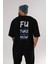 Future Is Now Yazılı Arka Baskılı Siyah Oversize T-Shirt Erkek Kadın Bisiklet Yaka 5