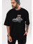Teddy Bear The Secret Agent Ön Baskılı Siyah Oversize T-Shirt Erkek Kadın Bisiklet Yaka 5