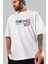 Chicago 97 Ön Baskılı Beyaz Oversize T-Shirt Erkek Kadın Bisiklet Yaka 3