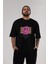 Positive Ön Baskılı Siyah Oversize T-Shirt Erkek Kadın Bisiklet Yaka 1