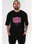 Positive Ön Baskılı Siyah Oversize T-Shirt Erkek Kadın Bisiklet Yaka 4