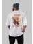 Kyojuro Rengoku Anime Arka Baskılı Beyaz Oversize T-Shirt Pamuk Erkek Kadın 4
