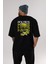 Politics Is A Lie Arka Baskılı Siyah Oversize T-Shirt Erkek Kadın Bisiklet Yaka 1
