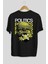 Politics Is A Lie Arka Baskılı Siyah Oversize T-Shirt Erkek Kadın Bisiklet Yaka 2