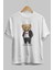 Teddy Bear Love Yourself Ön Baskılı Beyaz Oversize T-Shirt Erkek Kadın Bisiklet Yaka 2