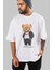 Teddy Bear Love Yourself Ön Baskılı Beyaz Oversize T-Shirt Erkek Kadın Bisiklet Yaka 4