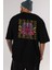 Snake Arka Baskılı Siyah Oversize T-Shirt Erkek Kadın Bisiklet Yaka 1