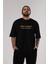 Life Is Short Yazılı Ön Baskılı Siyah Oversize T-Shirt Erkek Kadın Bisiklet Yaka 4