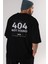 404 Not Found Arka Baskılı Siyah Oversize T-Shirt Erkek Kadın Bisiklet Yaka 3