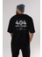 404 Not Found Arka Baskılı Siyah Oversize T-Shirt Erkek Kadın Bisiklet Yaka 4