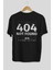 404 Not Found Arka Baskılı Siyah Oversize T-Shirt Erkek Kadın Bisiklet Yaka 5
