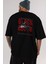 Black Roses Arka Baskılı Siyah Oversize T-Shirt Erkek Kadın Bisiklet Yaka 1