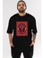 Red Dragon Ön Baskılı Siyah Oversize T-Shirt Erkek Kadın Bisiklet Yaka 1