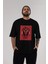 Red Dragon Ön Baskılı Siyah Oversize T-Shirt Erkek Kadın Bisiklet Yaka 4