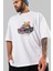 Teddy Bear Street King Ön Baskılı Beyaz Oversize T-Shirt Erkek Kadın Bisiklet Yaka 1