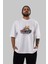 Teddy Bear Street King Ön Baskılı Beyaz Oversize T-Shirt Erkek Kadın Bisiklet Yaka 5